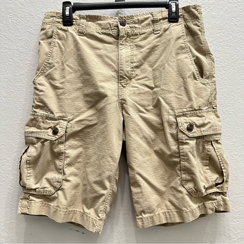 Men’s, Faded Glory, Beige Cargo Shorts, size 32, 11.5” Inseam
